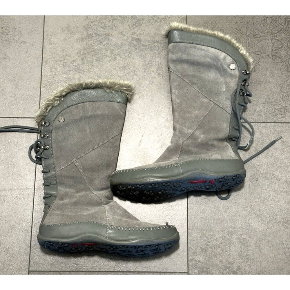 The North Face Moccasin JANEY primaloft insulated boots size 8 winter gray suede